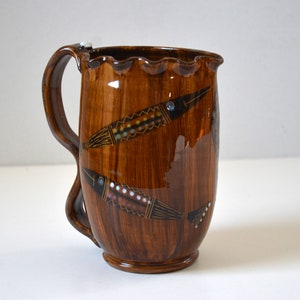 Vintage Italian Modern Pottery Pitcher with Fish Motif, attributed to Fratelli Fanciullacci image 1