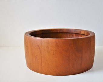 Large Danish Modern Staved Teak Bowl by Nissen Studios of Denmark