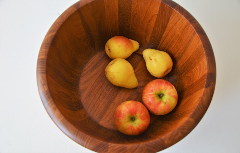 Staved Teak Danish Modern wooden Bowl by Dansk XL Extra Large 14 image 5