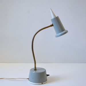 Small Scale Vintage Adjustable Gooseneck Task Lamp in Gray and White, circa 1970s image 1