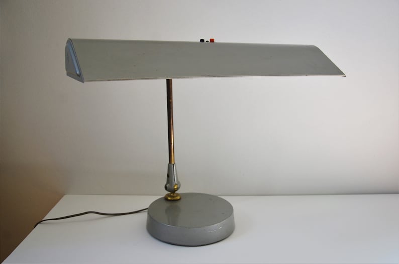 Vintage Mid-Century Industrial Fluorescent Tanker Arc Desk Lamp image 1