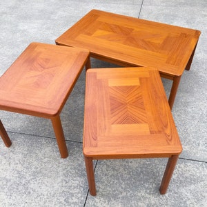 Danish Modern Teak Side Tables and Matching Coffee Table by Uldum Møbelfabrik, Denmark Set of 3 image 1