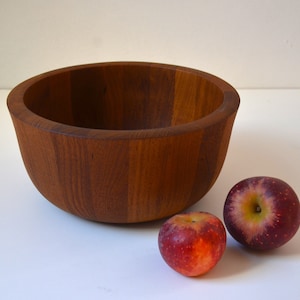 Staved Teak Danish Modern Wooden Bowl by Dansk, Denmark - Medium 10.5&quot; Diameter