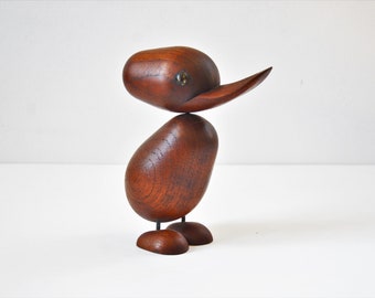 Vintage Scandinavian 7" Teak "Mother" Duck Figure, Made in Norway, in the Manner Hans Bølling