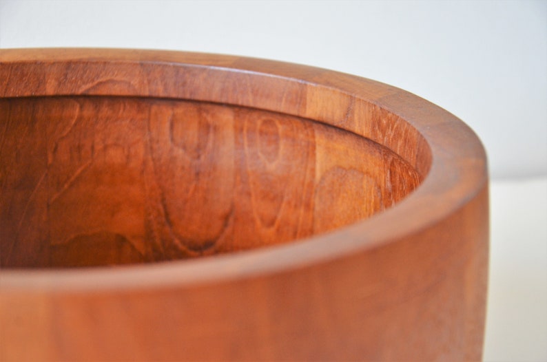 Large Danish Modern Staved Teak Bowl by Nissen Studios of Denmark image 6