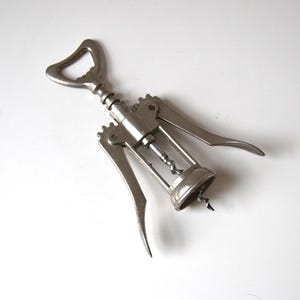 Vintage Antique Italian Corkscrew Wine Opener, classic design & nice patina.
