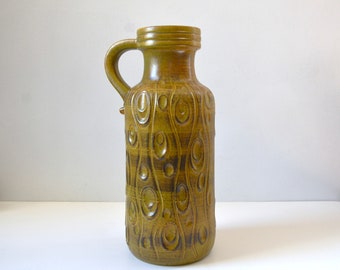 Extra Large Vintage West German Art Pottery Floor Vase in Mustard Yellow by Scheurich Keramik, 488-45