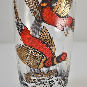 Vintage Glass Cocktail Shaker with Pheasant Graphics, Retro Barware image 4