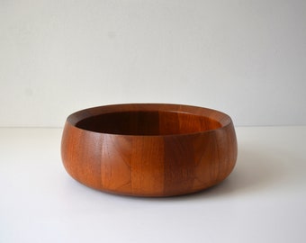 Danish Modern Teak 11" Staved Wooden Bowl by Woodline, Denmark