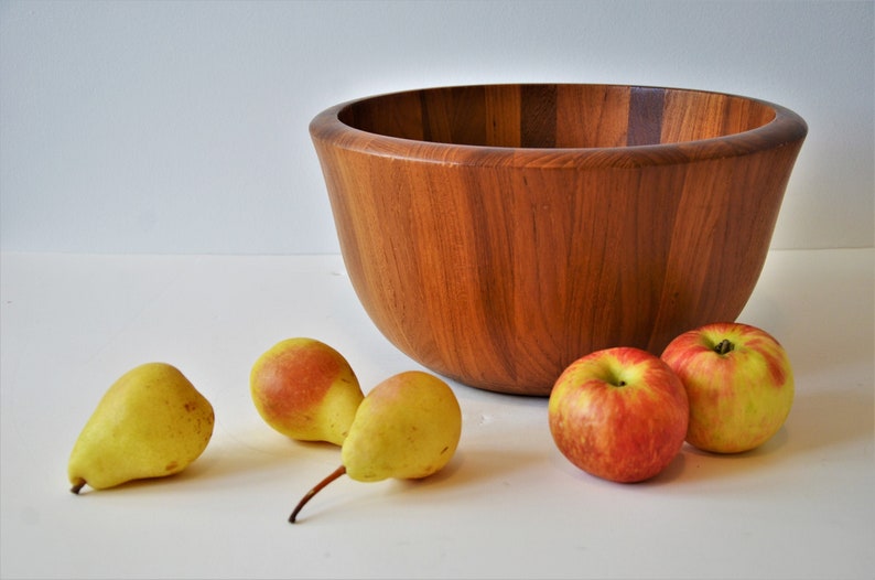 Staved Teak Danish Modern wooden Bowl by Dansk XL Extra Large 14 image 1