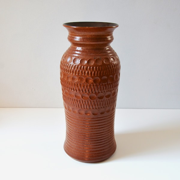 Large Vintage Brown West German Art Pottery Floor Vase by Bay Keramik, 76-40