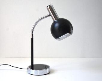 Mid-Century Space Age Gooseneck Eyeball Task Lamp in Black by Hamilton Industries