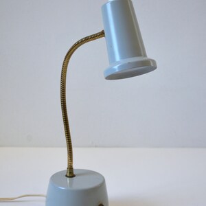 Small Scale Vintage Adjustable Gooseneck Task Lamp in Gray and White, circa 1970s image 2