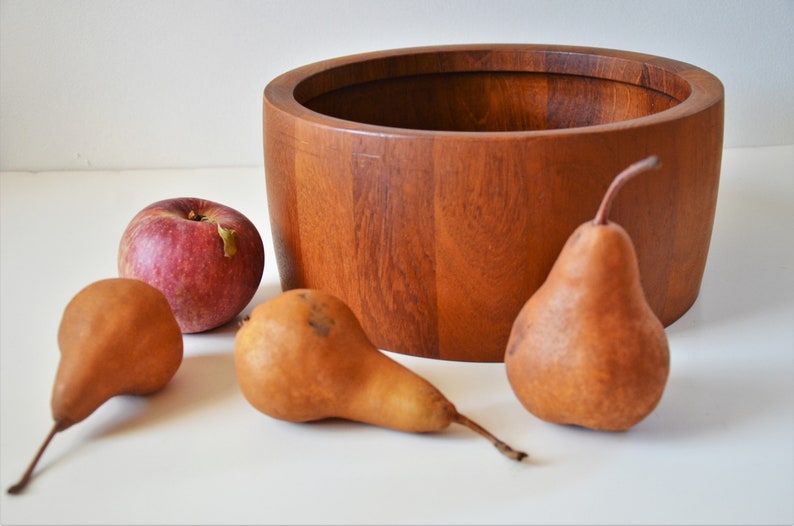 Large Danish Modern Staved Teak Bowl by Nissen Studios of Denmark image 2