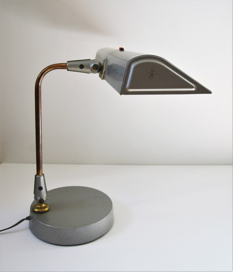 Vintage Mid-Century Industrial Fluorescent Tanker Arc Desk Lamp image 3