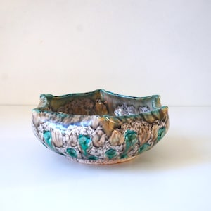 Vintage Italian Pottery 9&quot; Bowl or Catchall with Drip Glaze, Bitossi, Made in Italy