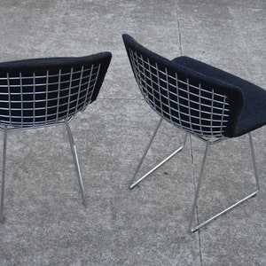 Vintage Bertoia Side Chairs with Full Cover Black Upholstery by Harry Bertoia for Knoll Pair image 3