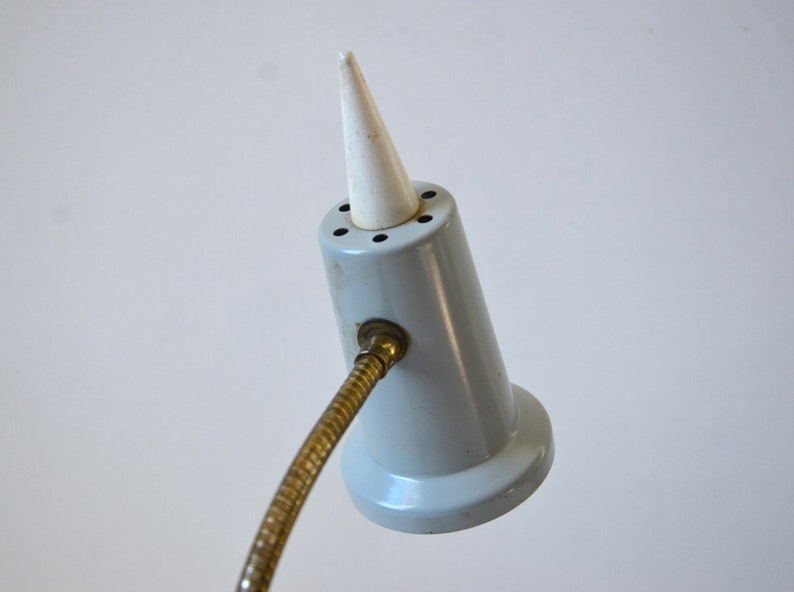 Small Scale Vintage Adjustable Gooseneck Task Lamp in Gray and White, circa 1970s image 4