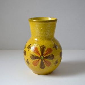 Mid-Century Italian 10&quot; Vase with Floral Design by Bitossi for Rosenthal Netter