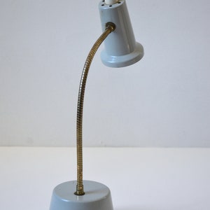 Small Scale Vintage Adjustable Gooseneck Task Lamp in Gray and White, circa 1970s image 3