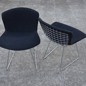 Vintage Bertoia Side Chairs with Full Cover Black Upholstery by Harry Bertoia for Knoll Pair image 1