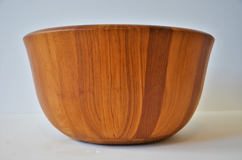 Staved Teak Danish Modern wooden Bowl by Dansk XL Extra Large 14 image 10