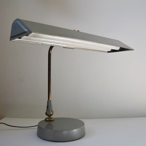 Vintage Mid-Century Industrial Fluorescent Tanker Arc Desk Lamp image 2