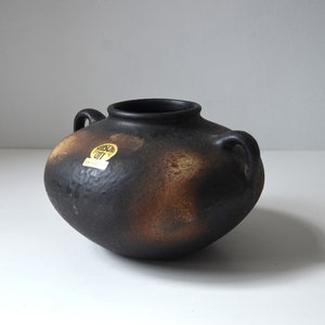 Mid-Century West German Fat Lava Glaze Art Pottery Vase with Handles by Ruscha Keramik, c. 1960&#39;s