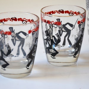 Vintage Art Deco Glass Cocktail Shaker & Matching Glasses with Roaring 20's Theme image 5