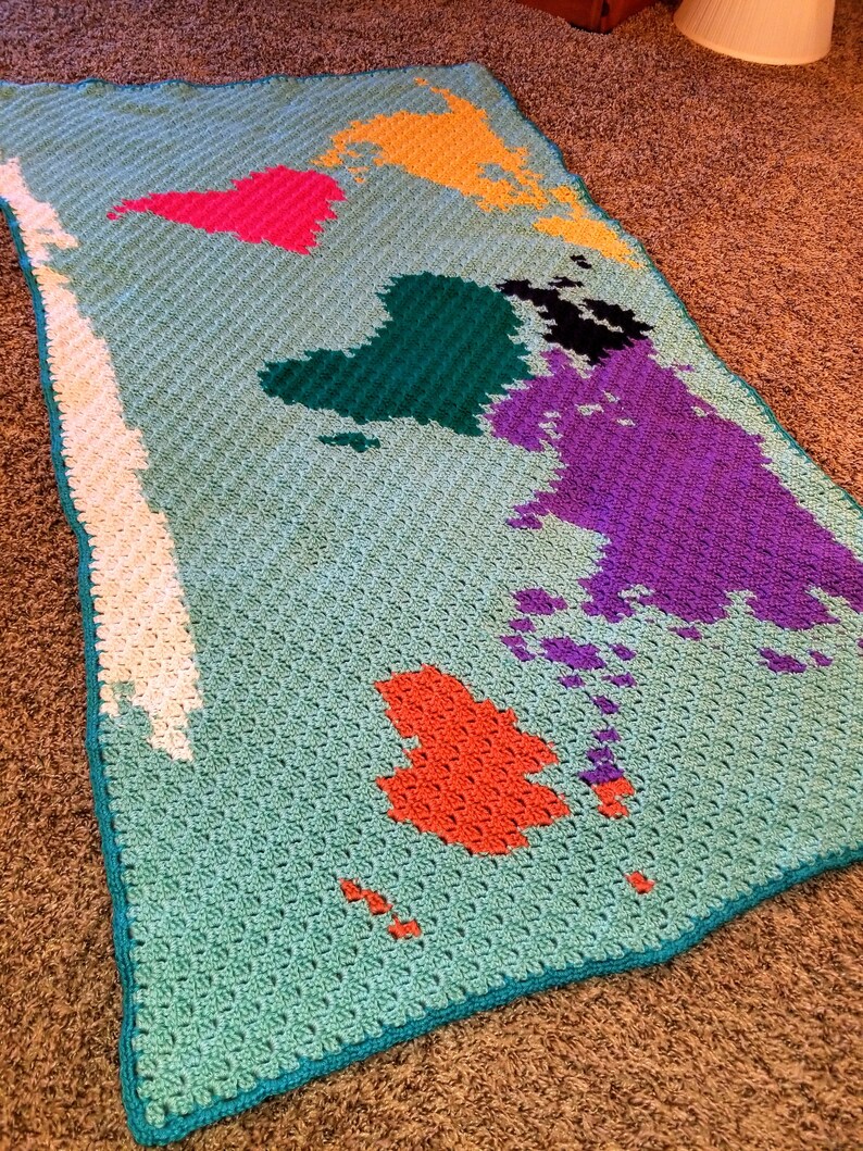 World Map Crochet Afghan Pattern - Etsy
