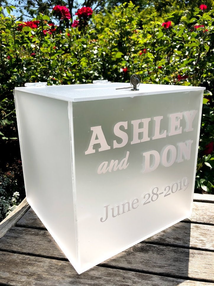 Personalized Wedding Card Box | Acrylic Card Box | Wedding Card Box with  Slot | Wedding Card Box Decal | Wedding Card Box | Clear Card Box