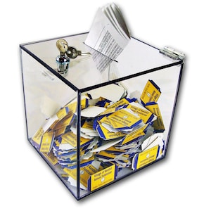 Clear Acrylic Donation Box with Lock - Ballot Box with Lock