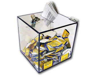 Clear Acrylic Donation Box with Lock - Ballot Box with Lock