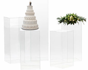 Floral & Centerpiece Riser – Acrylic Pedestal Stands Set of 5 Plinths