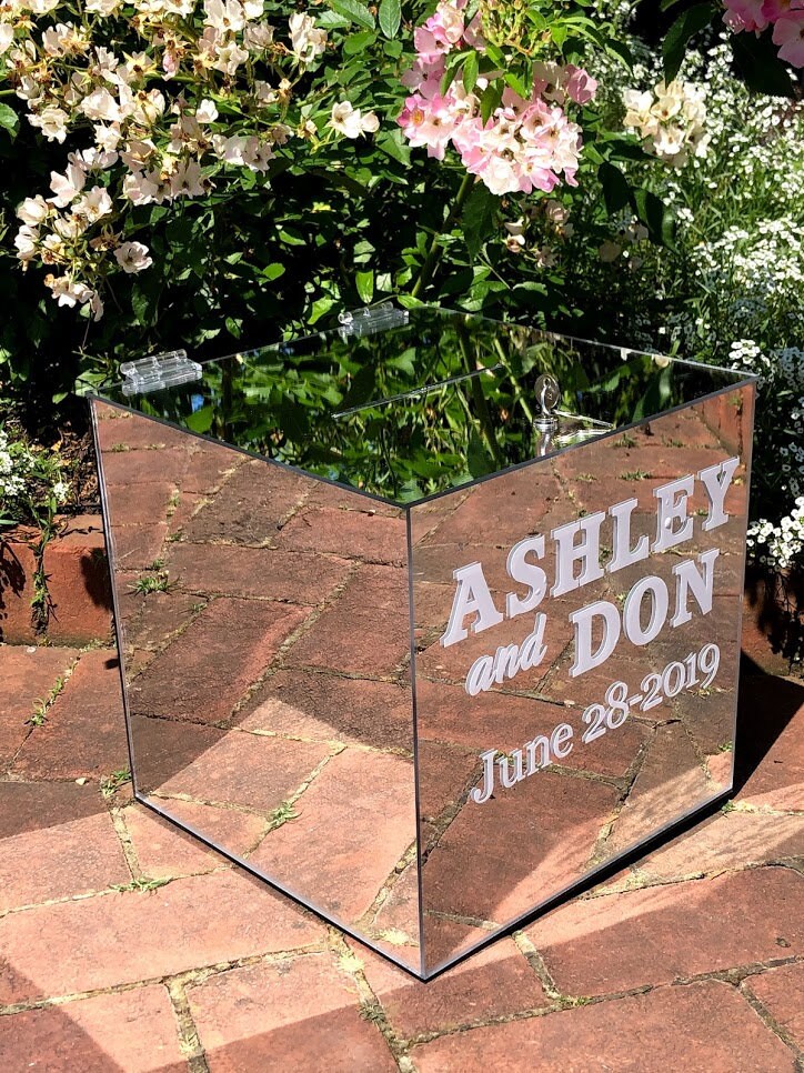 3D Mirrored Personalized Acrylic Card Box I Wedding Card Box Etsy