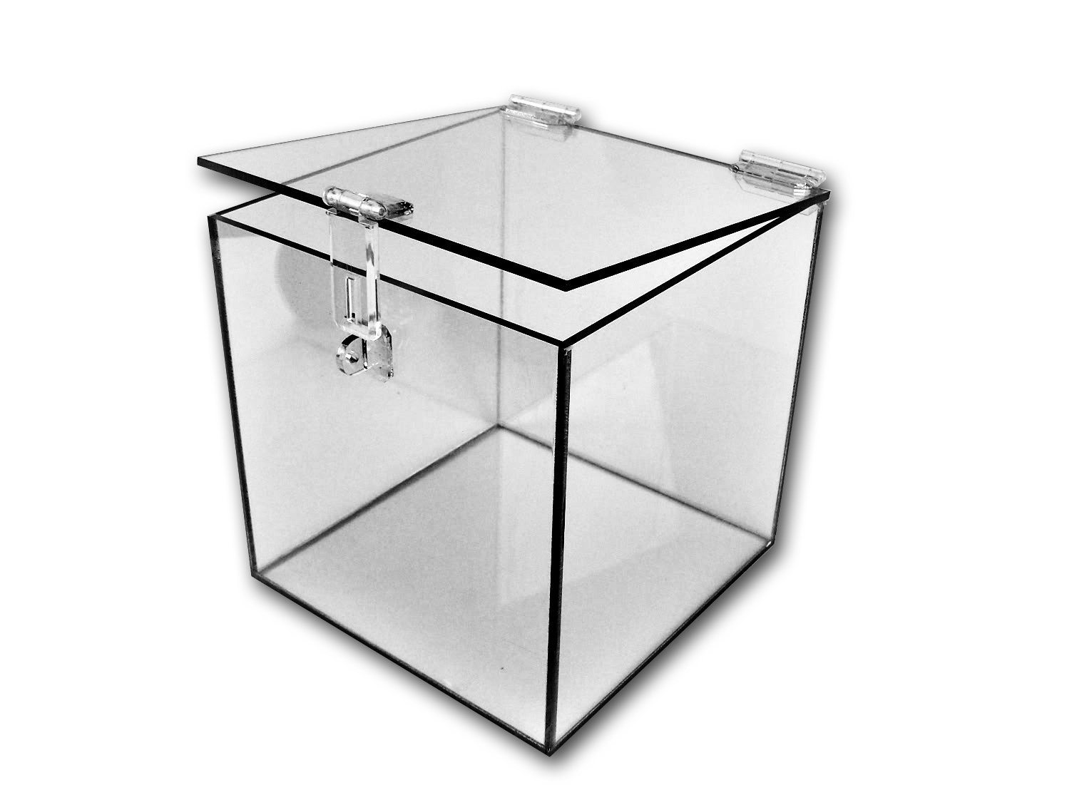 Acrylic 5-Sided Box w/ Hasp Lock Lid