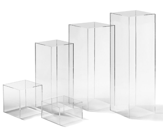Featured listing image: Clear Acrylic Pedestals | Plexiglass Pedestals | Plastic Pedestals