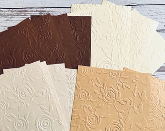 Floral Embossed Card Stock Paper: Scrapbook & Junk Journal (16 Sheets)