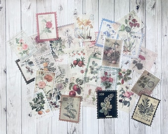 Set of 10 Butterfly stamps junk journal postage stamps faux stamp set crafting supplies ephemera scrapbook snailmail