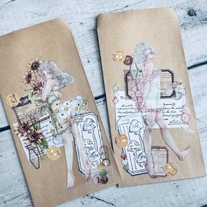Handmade Junk Journal Envelopes: Stamping Ephemera Set of 2