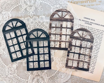 A set of 4 handmade windows die cuts for card making, scrapbooking, junk journaling, bullet journaling and any other paper projects.