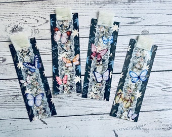 A set of 4 Junk Journal butterflies emnellishment paper snippet | Handmade Bookmarks For Junk Journal | Butterfly Bookmarks For Journal