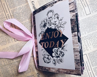 Handmade Flower Ephemera Junk Journal: 5" x 7" Scrapbook