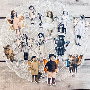 Vintage children with wings photos | Children ephemera | children die cuts | Junk journal ephemera | Vintage photo die cuts | 12 pieces