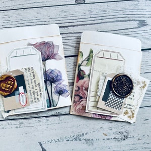 Junk Journal Cluster card Pockets For Junk Journal | Handmade Vintage Library Card Pocket | Embellishment Ephemera Pockets For Junk Journal