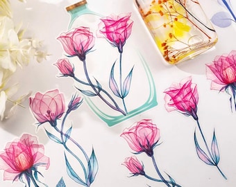 Può includere: Sticker ad acquerello con fiori rosa in un barattolo di vetro. Gli adesivi sono perfetti per aggiungere un tocco di fantasia a diari, pianificatori e altri progetti di artigianato.