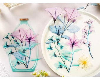 Floral PET Stickers: Semi-Transparent Scrapbook Stickers - 10 Piece Set