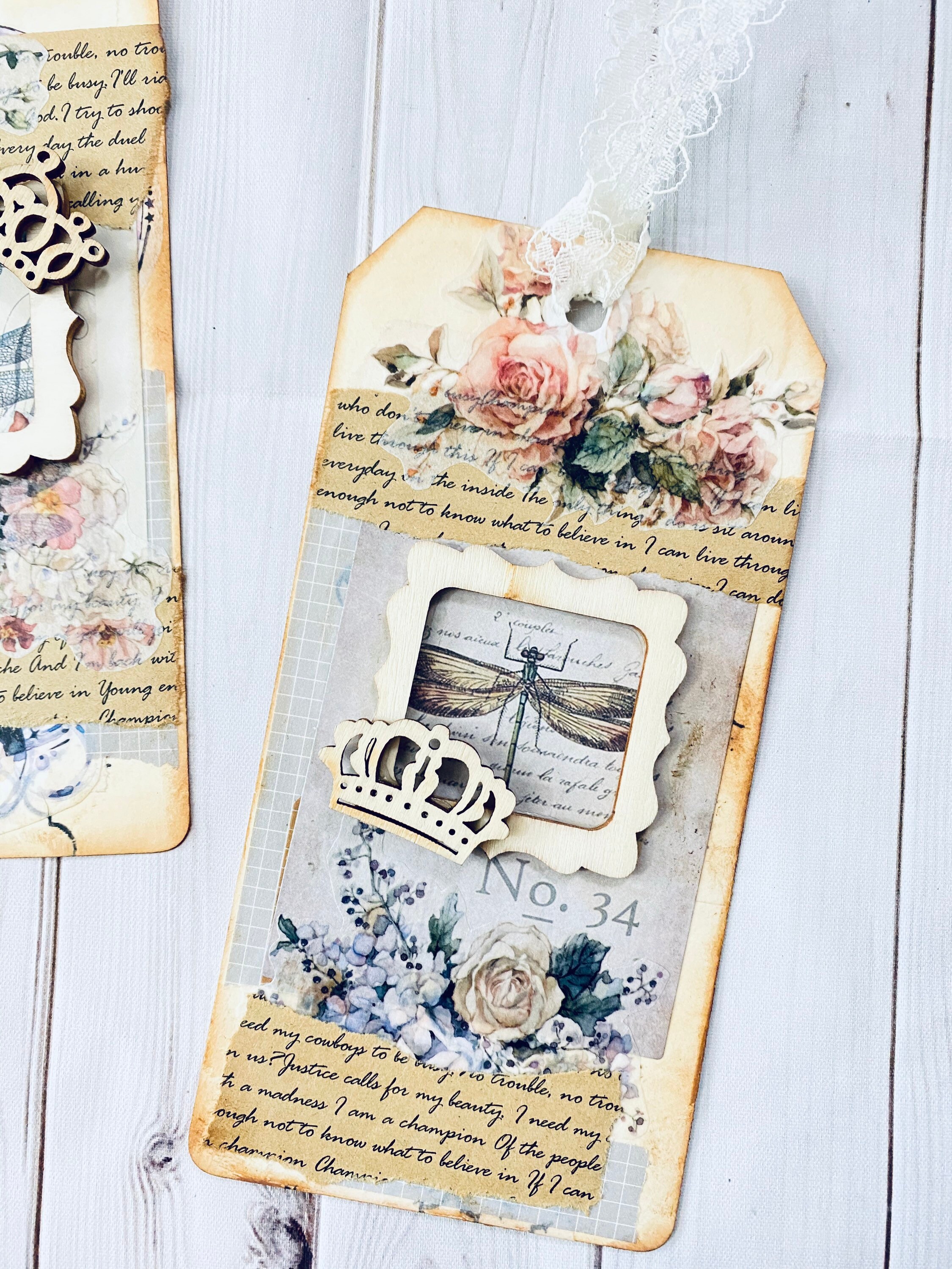 Mixed media collage journal tags. Junk journal tag scrapbook Etsy