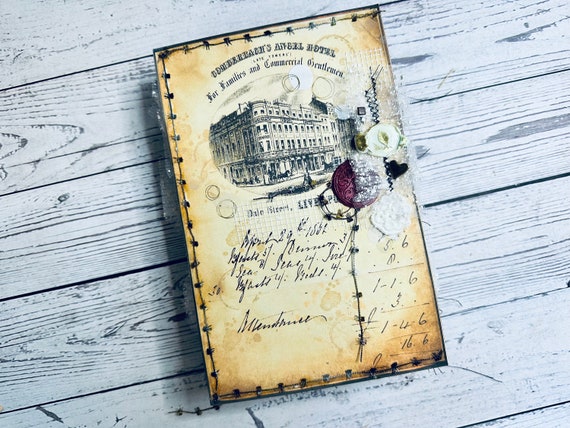 Handmade Vintage Ephemera Junk Journal Book. Vintage Ephemera for