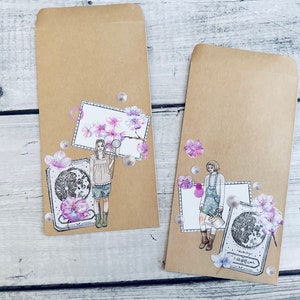 Handmade Stamping Ephemera Envelopes: Junk Journal Embellishment Set of 2